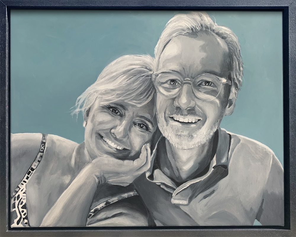 Dubbelportret in blauwgrijze tinten